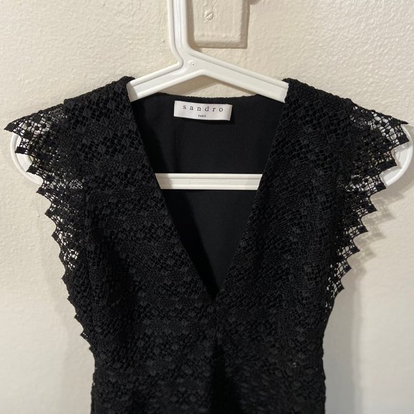 SANDRO Mini Lace Dress Size 0 (XS, waist 24-25) - Picture 2 of 6